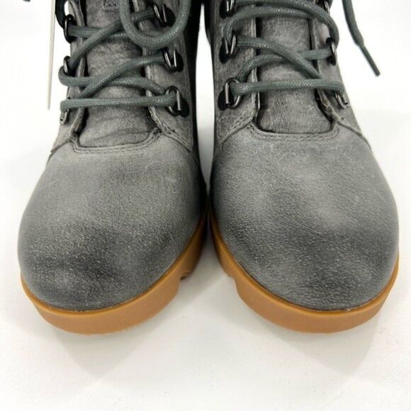 NEW Sorel Joan Uptown Grey Lace Up Wedge Booties Size 9.5 - Picture 5 of 13